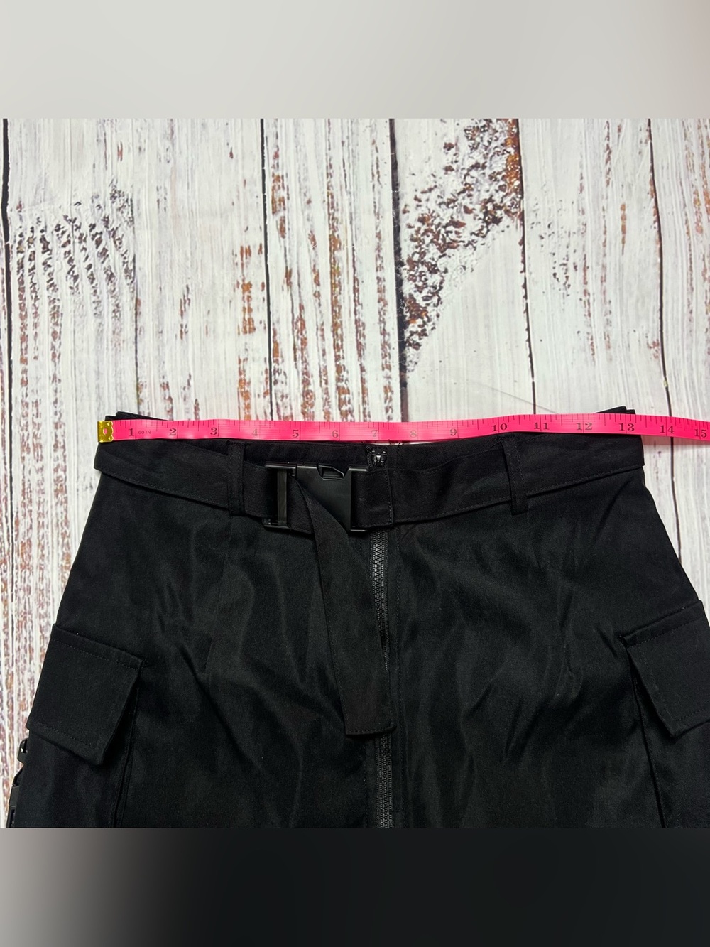 Black Cargo Utility Mini Skirt with Belt - Picture 10 of 11